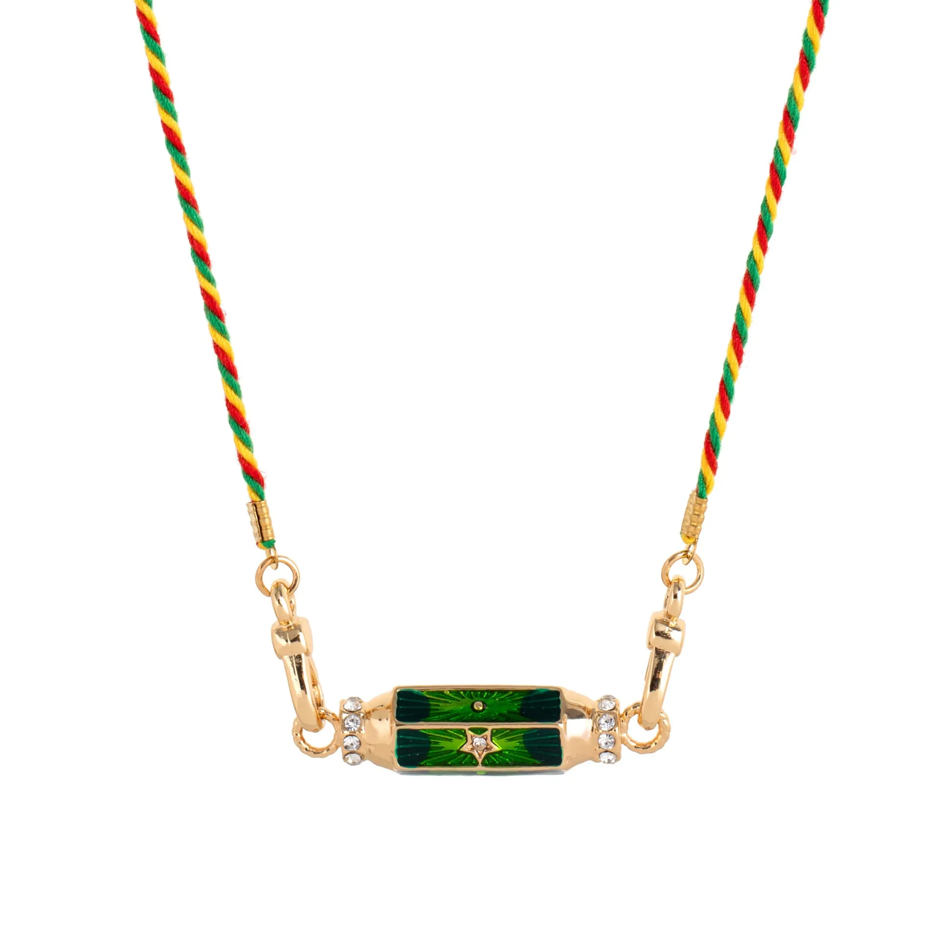 Copper geometry pendant necklace for men with star and eye motifs in blue colour on regular chain
