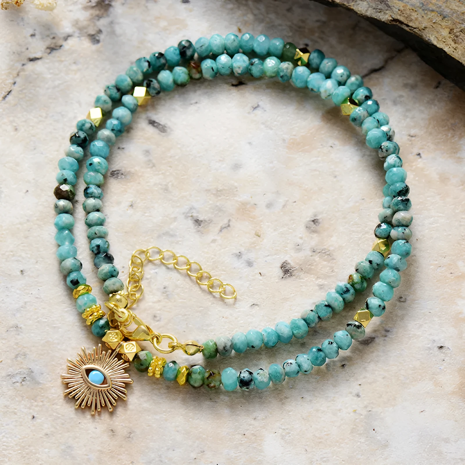 Natural jade stone pendant necklace on alloy chain with teardrop and metal star style options