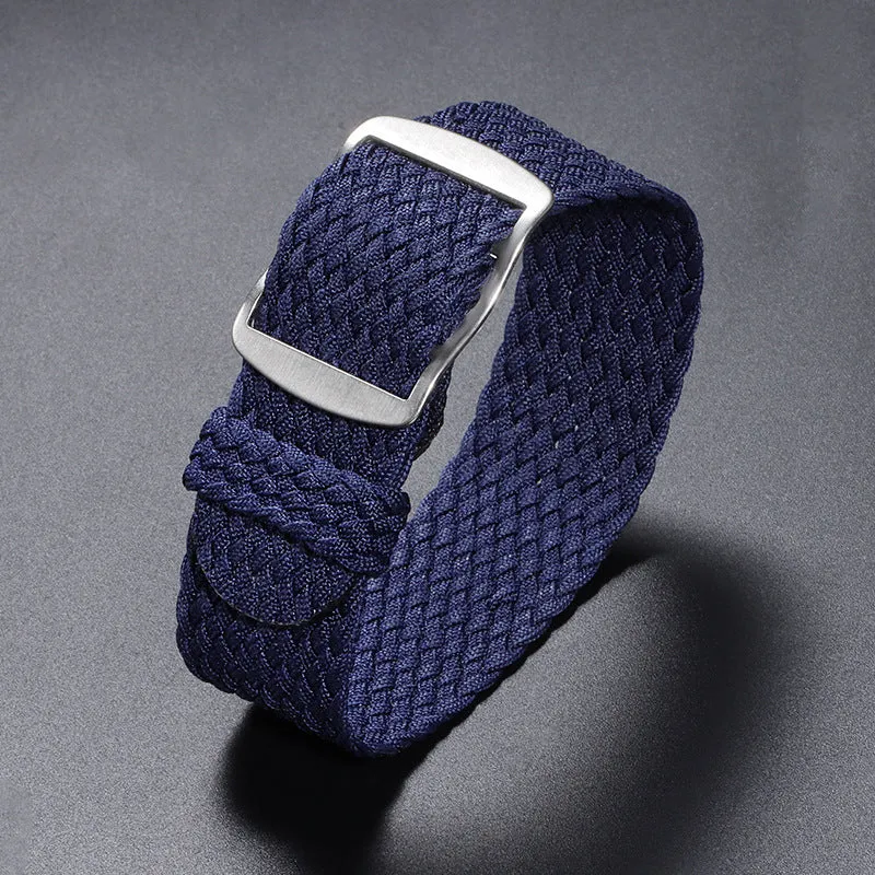 Woven nylon watchband in multiple colour options, 14-22mm width, with spring bar attachment