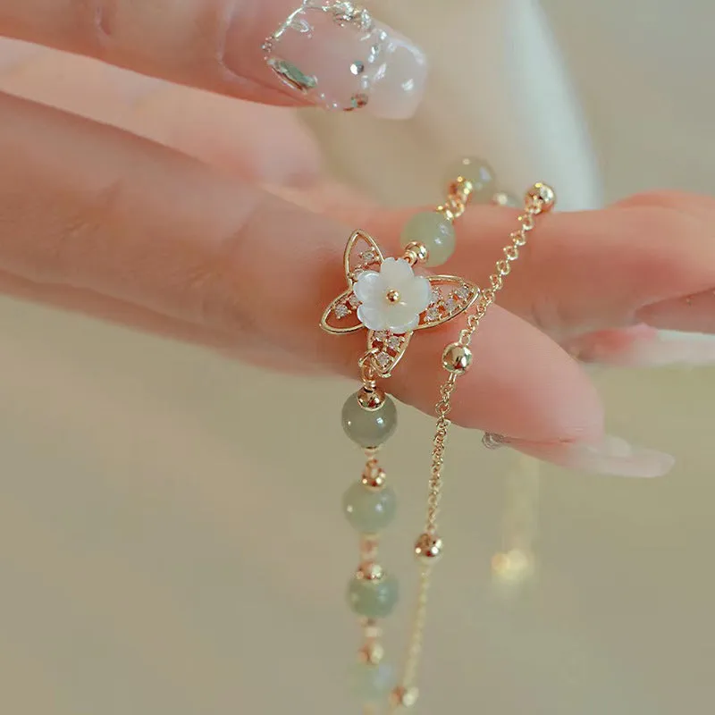 Yellow gold electroplated copper butterfly bracelet for women with geometry shape