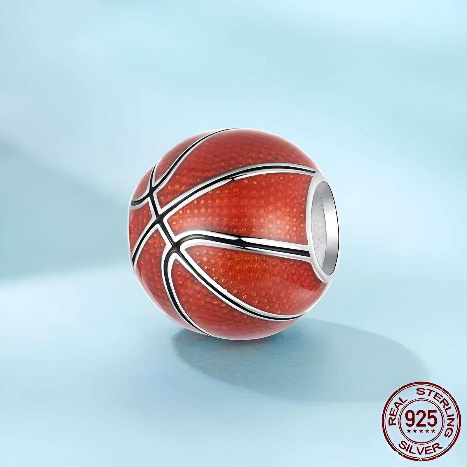 S925 sterling silver basketball bead with drip oil finish, 1.0x0.9 cm size, aperture 0.45 cm