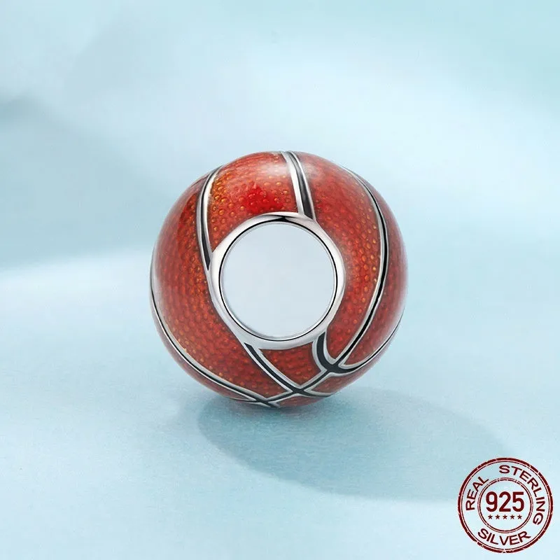 S925 sterling silver basketball bead with drip oil finish, 1.0x0.9 cm size, aperture 0.45 cm