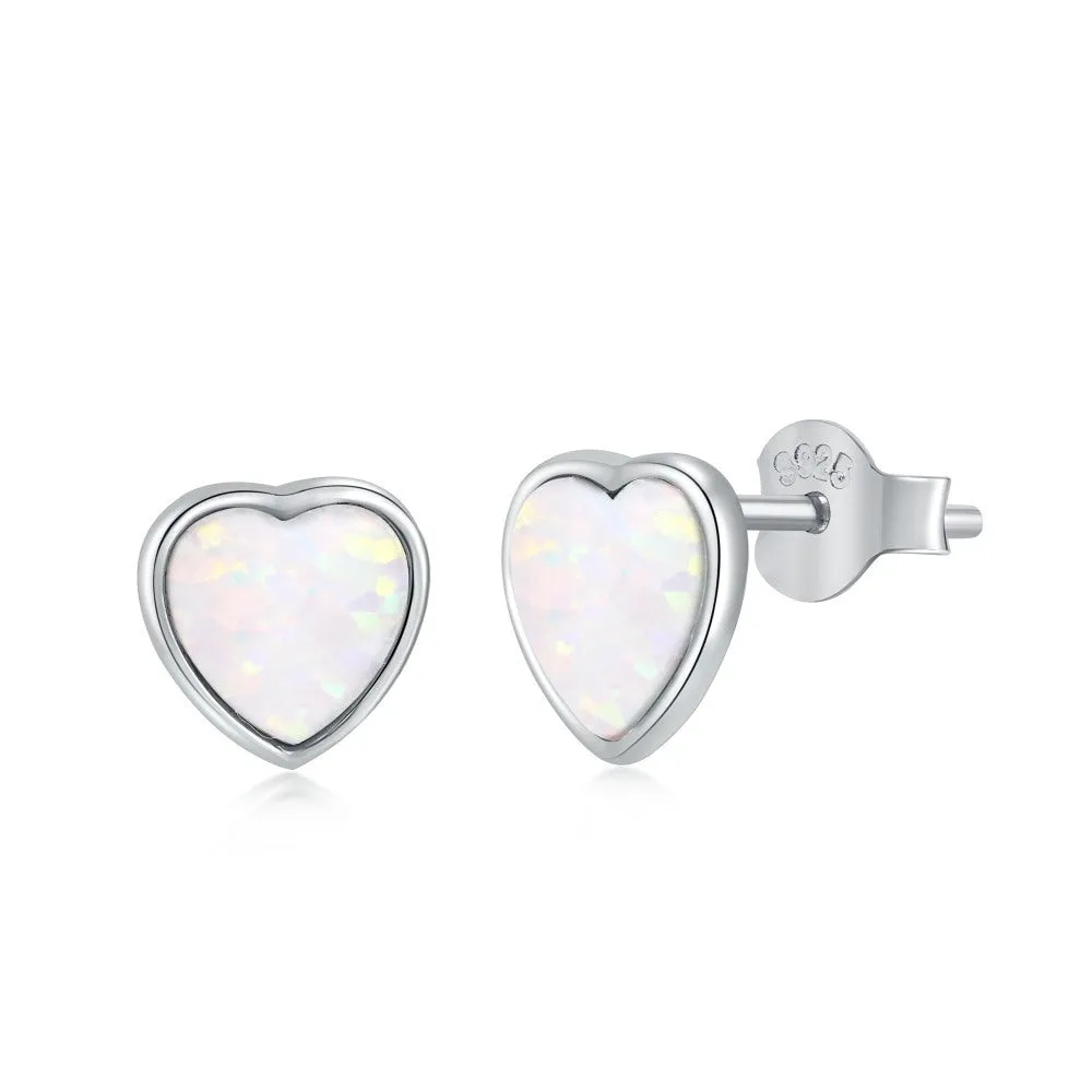 925 silver blue opal heart earrings for women lightweight fairy style