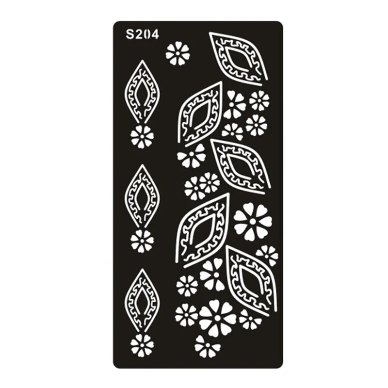 Geometric hollow tattoo template sticker on water transfer paper showing Southeast Asian design
