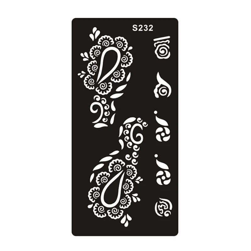 Geometric hollow tattoo template sticker on water transfer paper showing Southeast Asian design