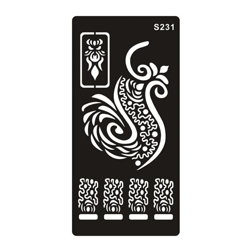 Geometric hollow tattoo template sticker on water transfer paper showing Southeast Asian design
