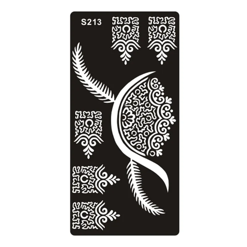 Geometric hollow tattoo template sticker on water transfer paper showing Southeast Asian design