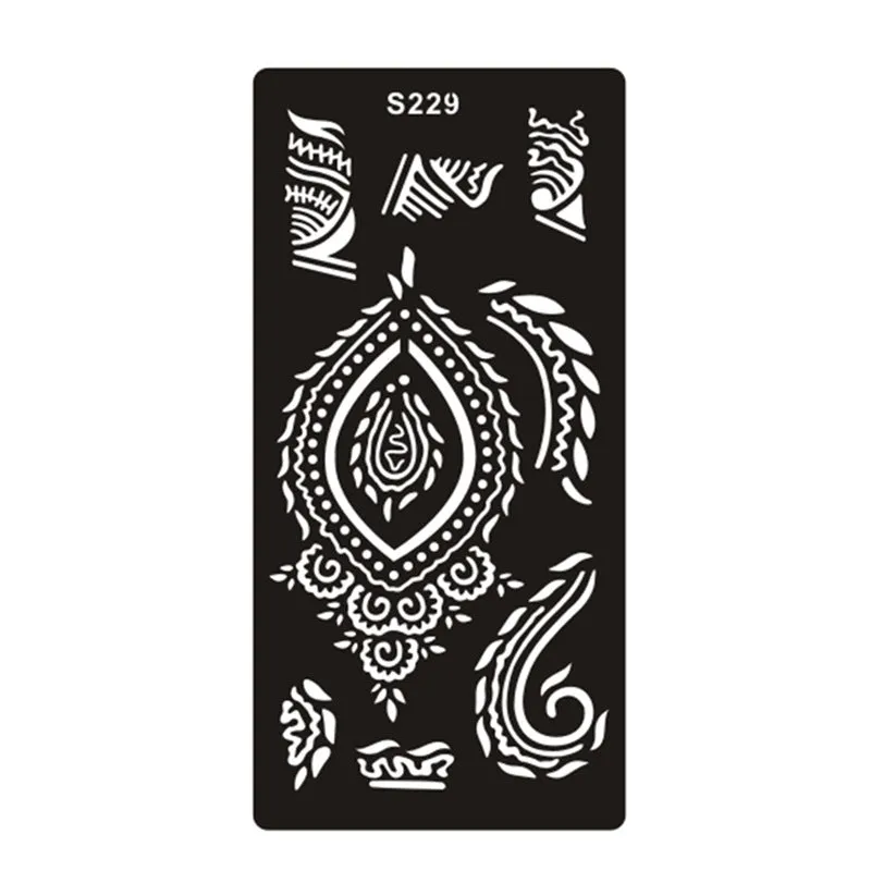 Geometric hollow tattoo template sticker on water transfer paper showing Southeast Asian design