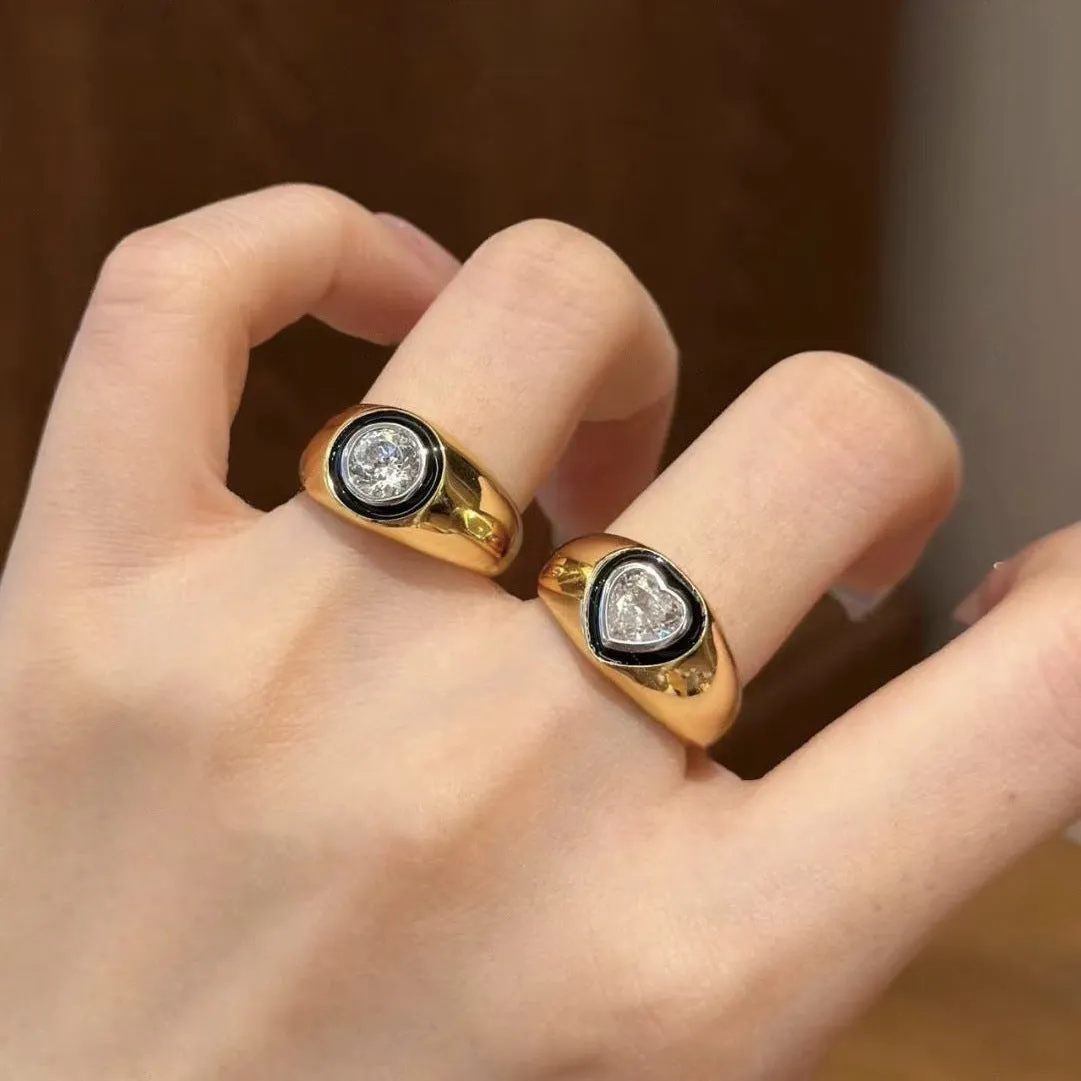Copper electroplated adjustable wide ring with loose diamond texture in Starry Sky style