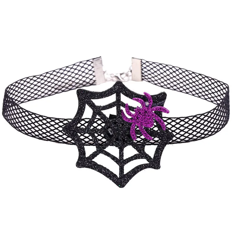 Red Diamond Bat Halloween collar with geometric bat shape and cloth chain choker style