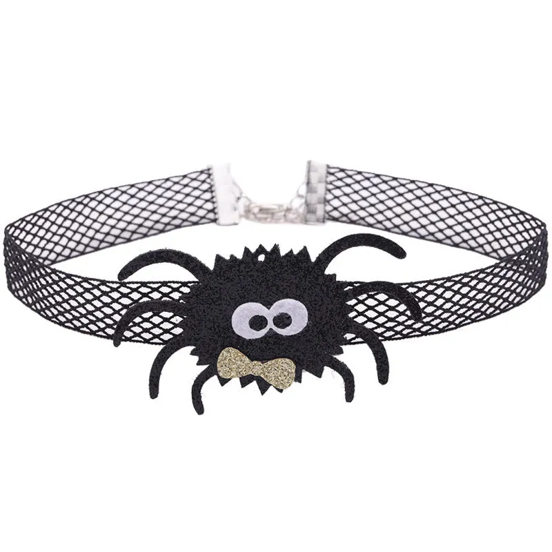 Red Diamond Bat Halloween collar with geometric bat shape and cloth chain choker style