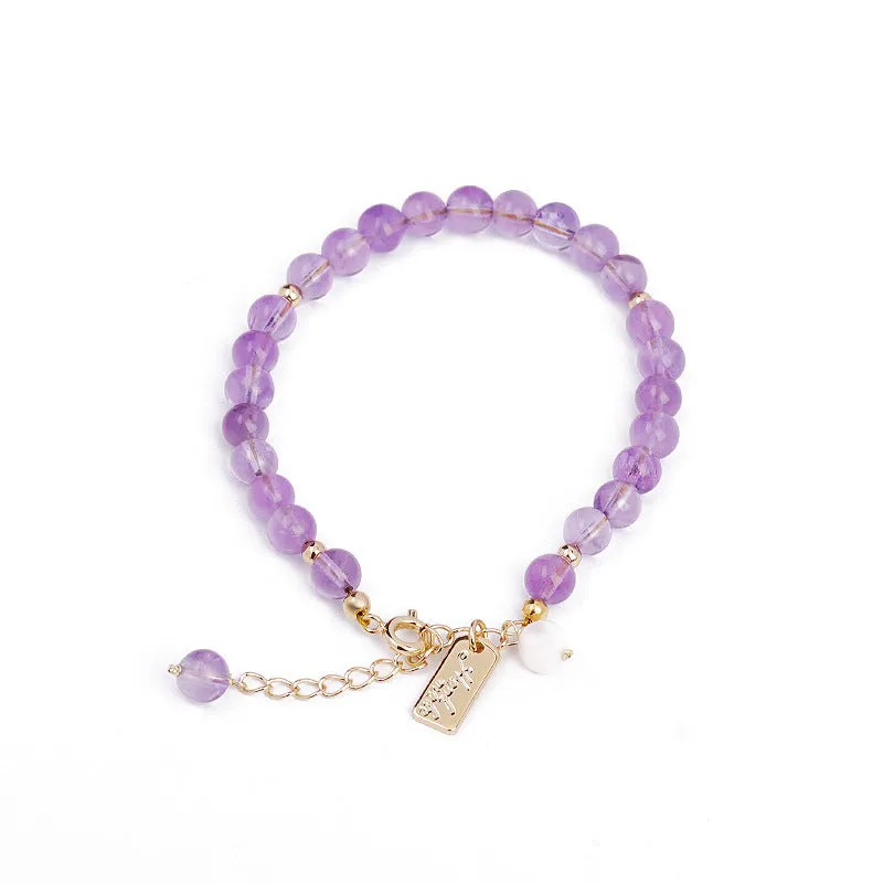 Natural lavender amethyst crystal bracelet with animal zodiac design for women