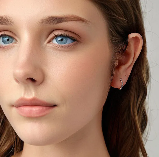 Polished 925 silver geometric ear clip for women ellipse shape clip on earrings