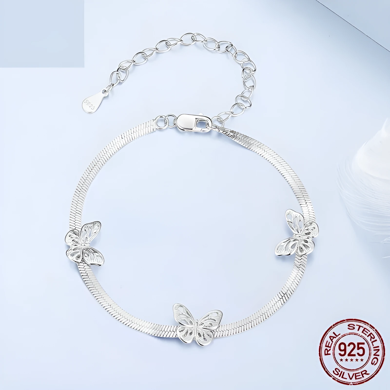 Smart Fairy Style butterfly bracelet in silver with electroplated finish, BSB217 colour, on display
