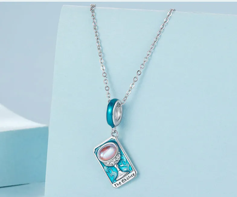 925 silver tarot holy cup pendant with poker elements, 2.7cm height, 0.45cm aperture, colour SCC3141