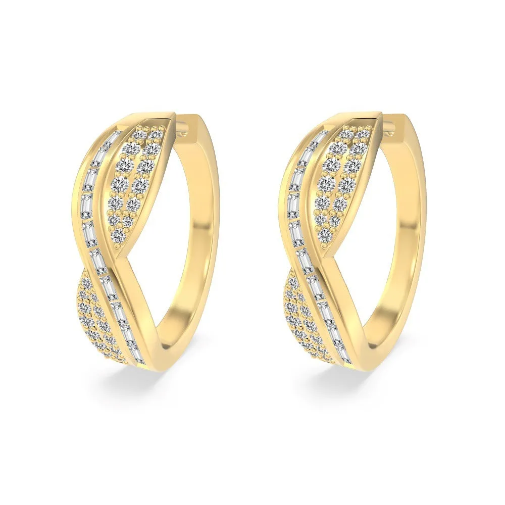 Pair of S925 sterling silver stud earrings gold finish 6.6mm by 23.5mm