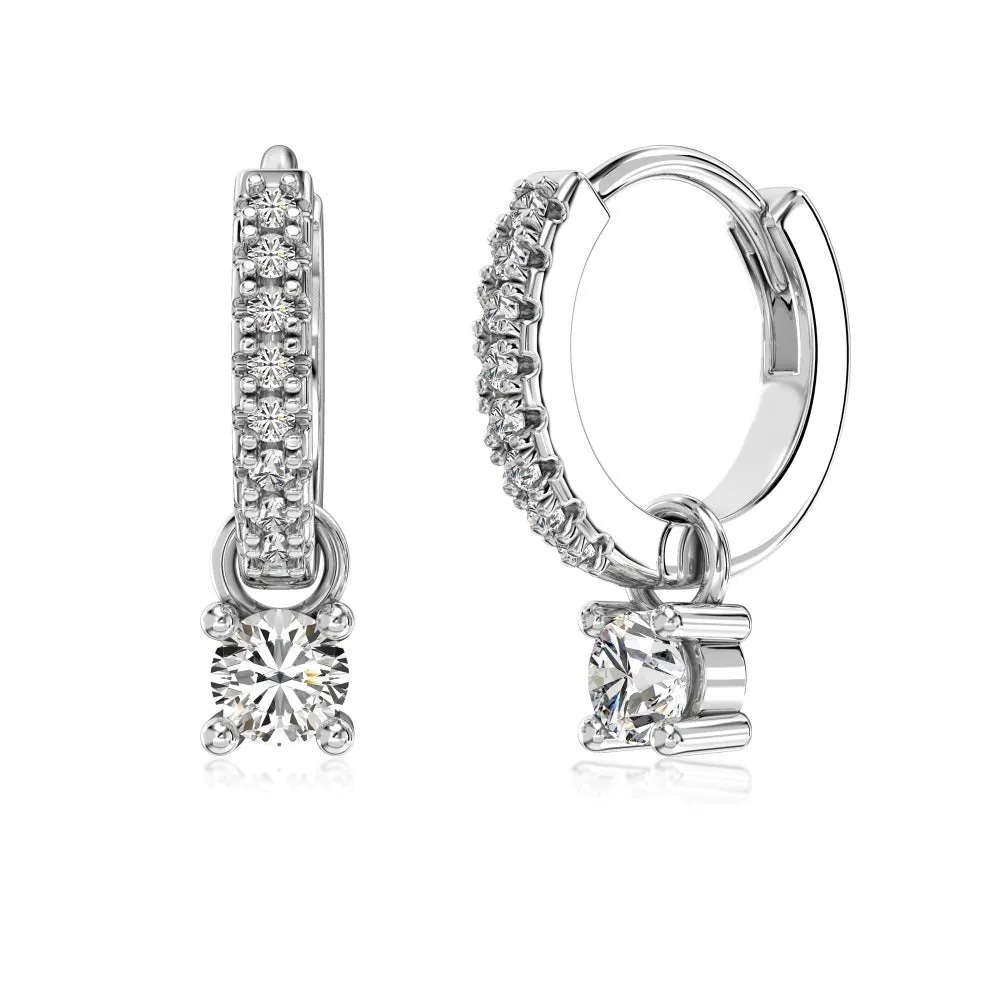 Round zirconium stud earrings in 925 silver with gold electroplated finish on woman