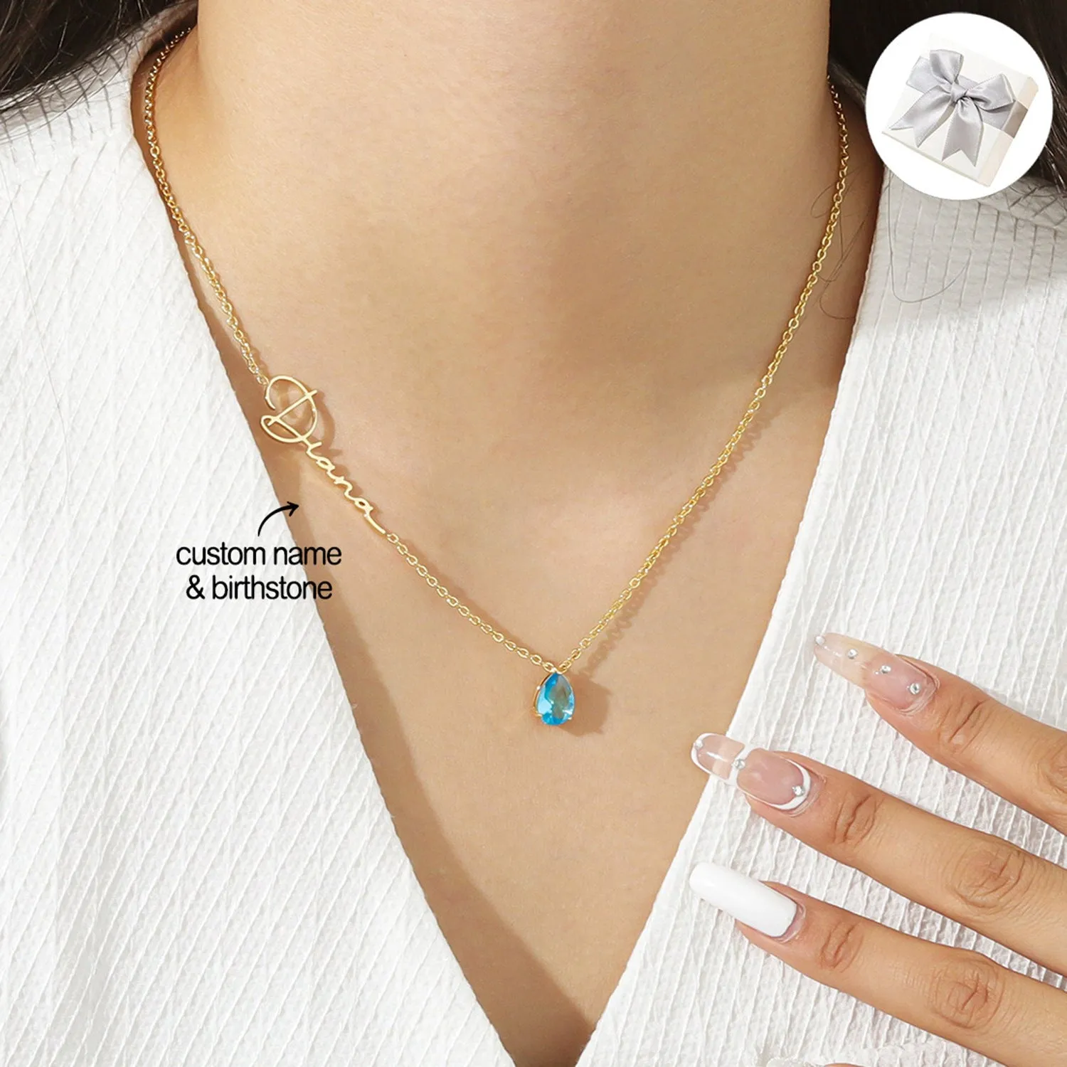 Stainless steel custom name necklace with DIY personalised pendant in silver finish on a plain background