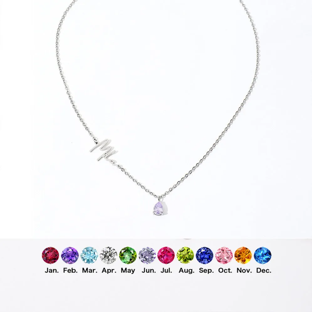 Stainless steel custom name necklace with DIY personalised pendant in silver finish on a plain background