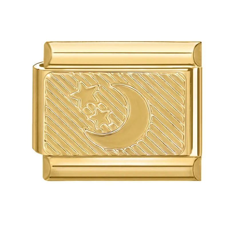 DIY light luxury creative Italian bracelet accessory pendant stainless steel 1x0.9cm drip oil finish gold background