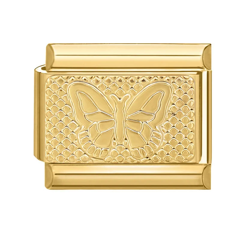 DIY light luxury creative Italian bracelet accessory pendant stainless steel 1x0.9cm drip oil finish gold background