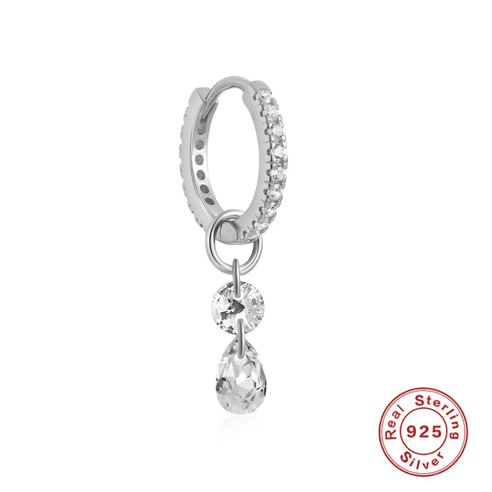S925 sterling silver diamond ear ring plus pendant set with double ring geometry design in gold finish