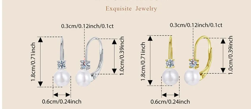 Original Generous Pearl Moissanite Spring Earrings for Women Silver Electroplated Gold Silver