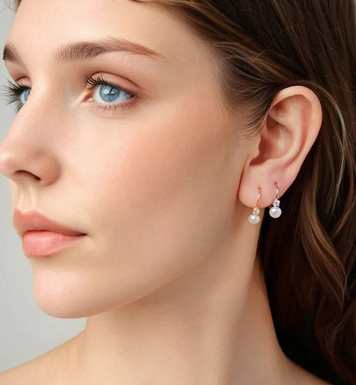 Original Generous Pearl Moissanite Spring Earrings for Women Silver Electroplated Gold Silver