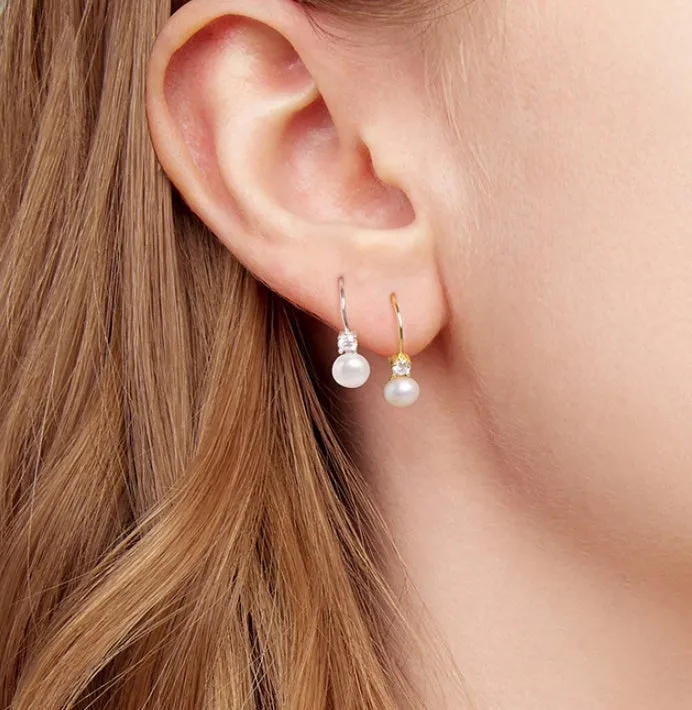 Original Generous Pearl Moissanite Spring Earrings for Women Silver Electroplated Gold Silver