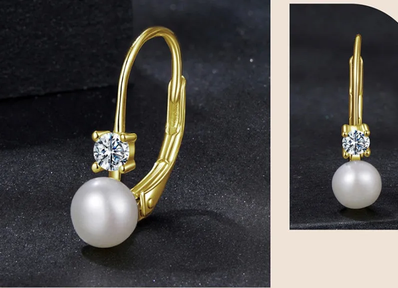 Original Generous Pearl Moissanite Spring Earrings for Women Silver Electroplated Gold Silver