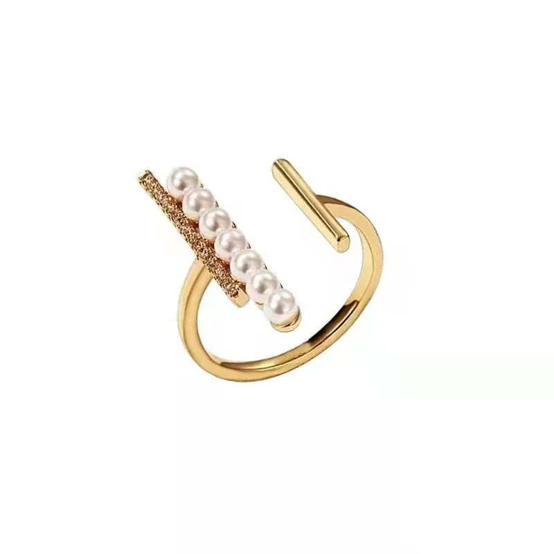Gold geometric copper ring for women, high-grade light luxury design