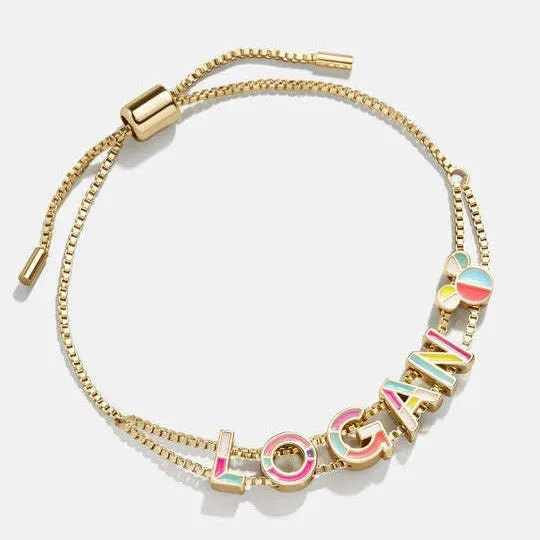 Copper bracelet with oil dripping letter pendant electroplated finish unisex minimalist jewellery