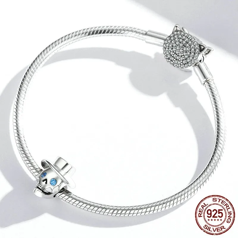 925 sterling silver pumpkin skull bead 2.1g 1.2x1.1cm natural style on white background