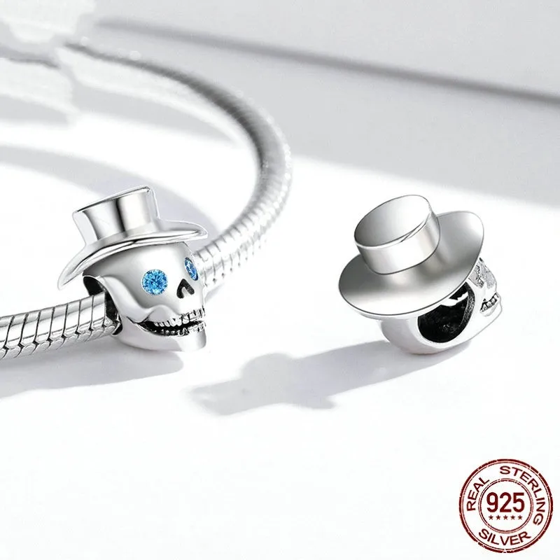 925 sterling silver pumpkin skull bead 2.1g 1.2x1.1cm natural style on white background
