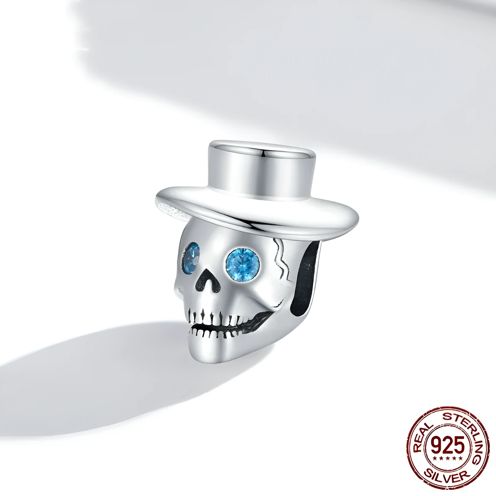 925 sterling silver pumpkin skull bead 2.1g 1.2x1.1cm natural style on white background