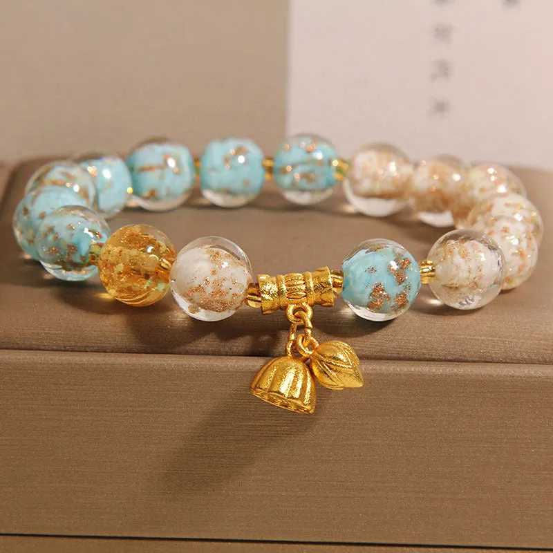 New Chinese style purple luminous glazed crystal bracelet for women, fresh sweet style