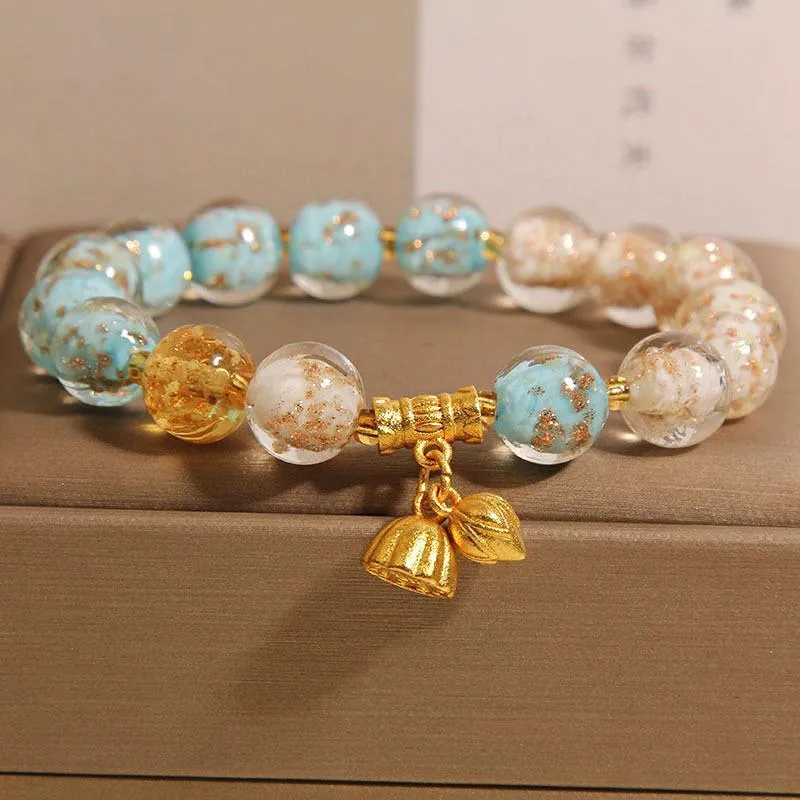 New Chinese style purple luminous glazed crystal bracelet for women, fresh sweet style