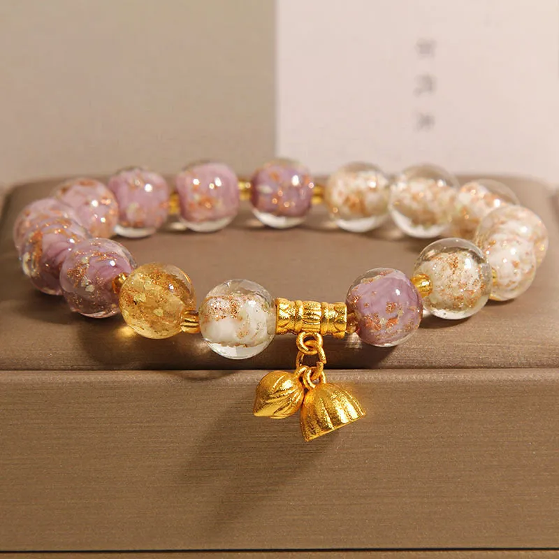 New Chinese style purple luminous glazed crystal bracelet for women, fresh sweet style