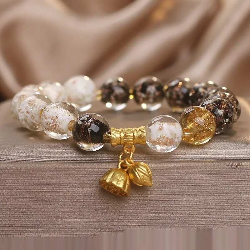 New Chinese style purple luminous glazed crystal bracelet for women, fresh sweet style