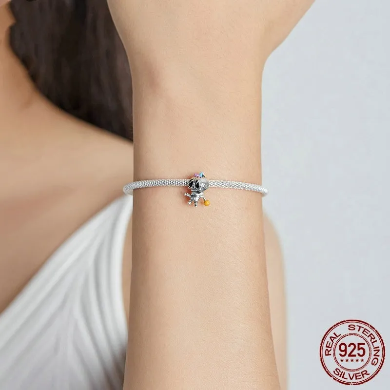 Single 925 silver skull bead with dripping oil finish, 1.4cm height, 1cm width, 0.45cm aperture