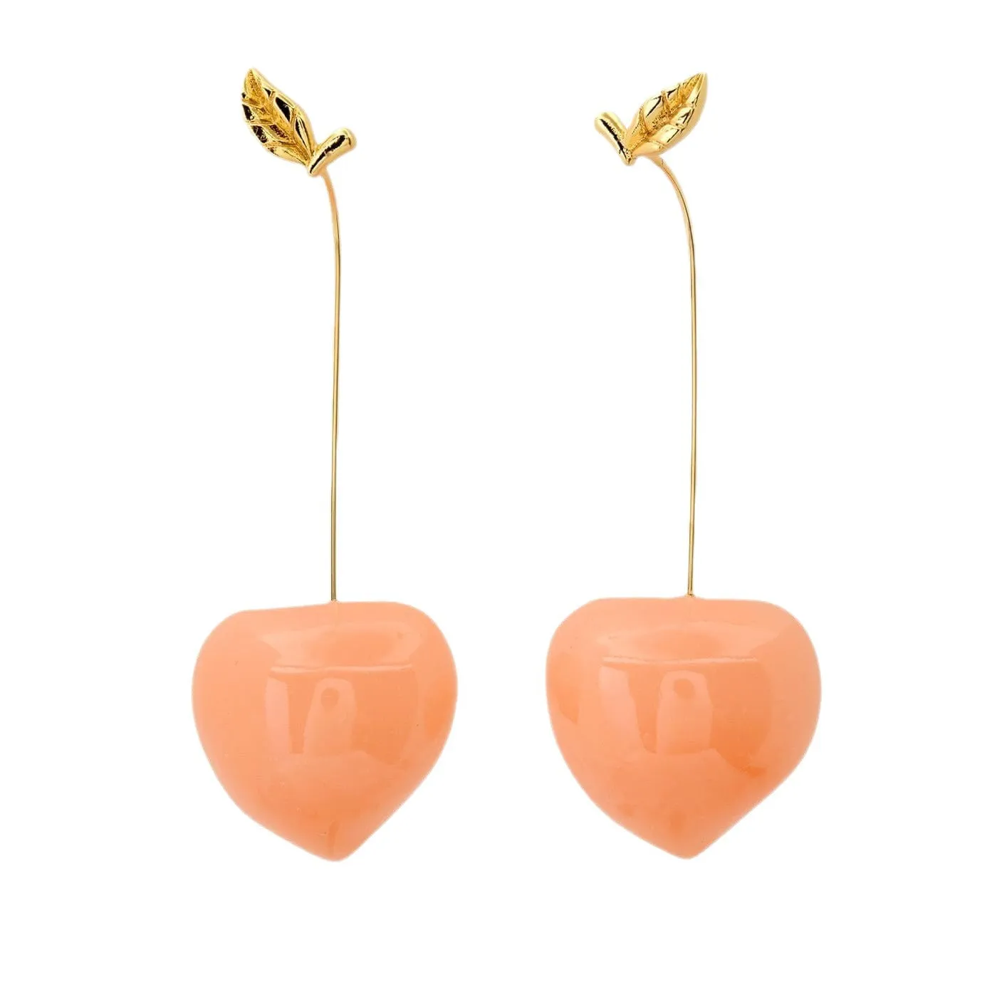 Copper electroplated earrings with detailed carrot, orange, blueberry, chilli, lemon, olive, and peach fruit vegetable designs.
