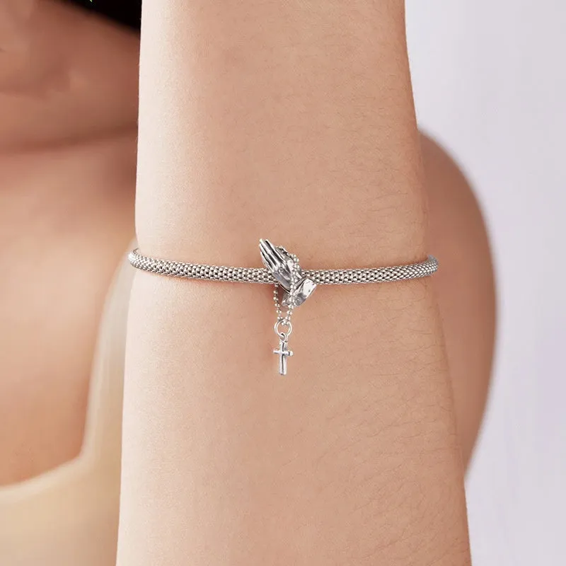 Single S925 sterling silver bead with pealescent finish, 2.8cm height, colour SCC3170, for DIY jewellery making