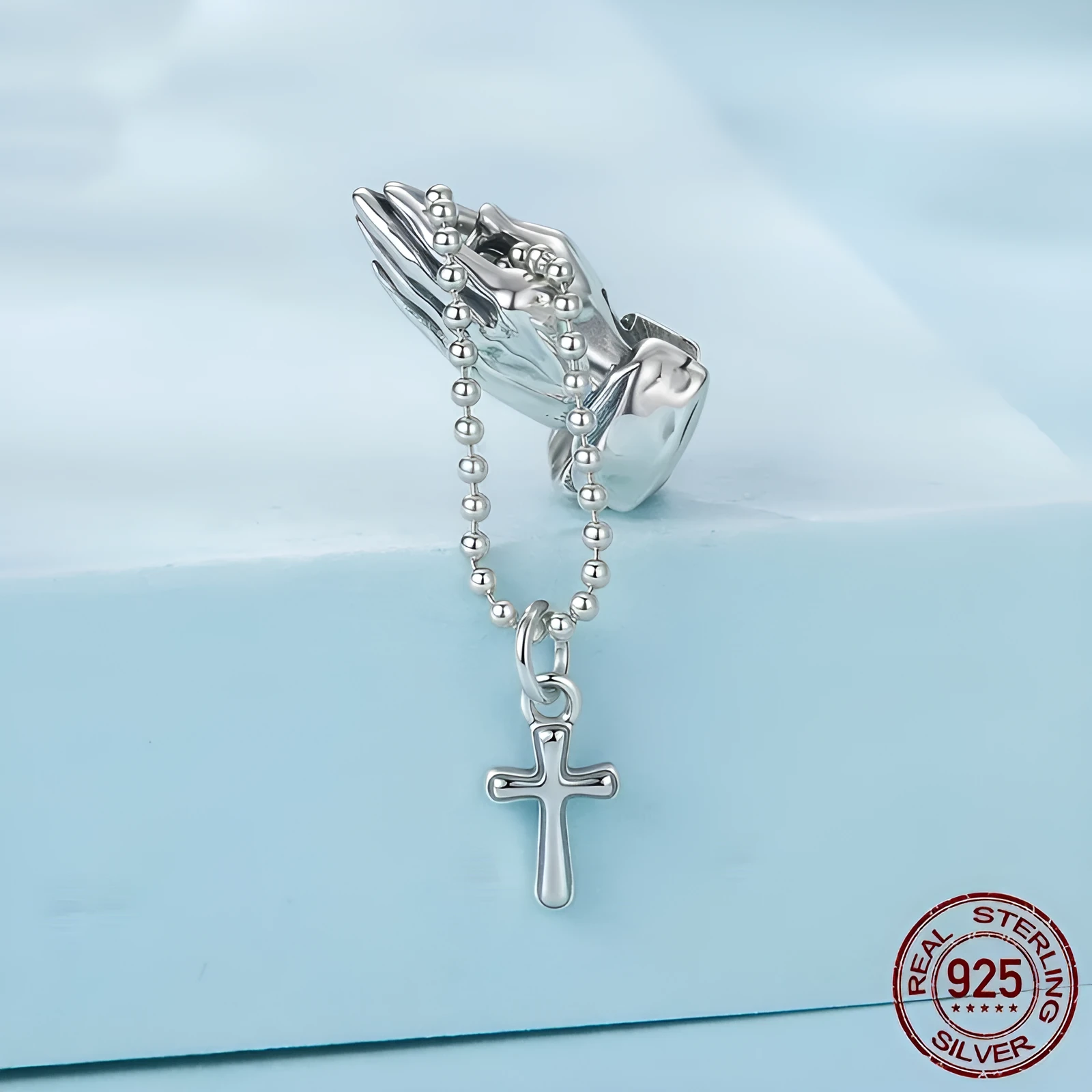 Single S925 sterling silver bead with pealescent finish, 2.8cm height, colour SCC3170, for DIY jewellery making