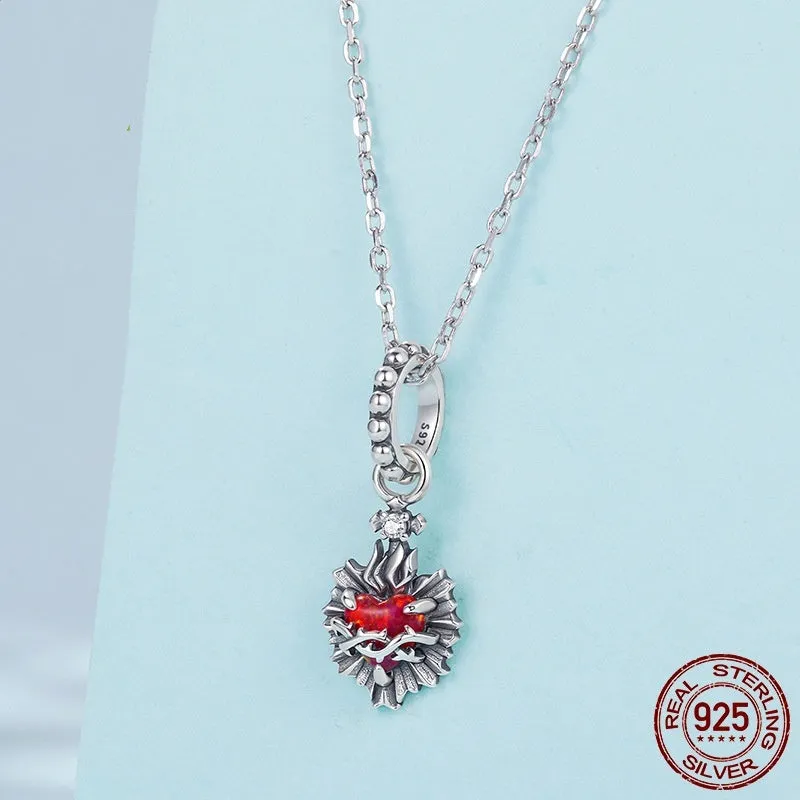 925 sterling silver vintage cross love heart pendant bead 2.3x0.9cm aperture 0.45cm