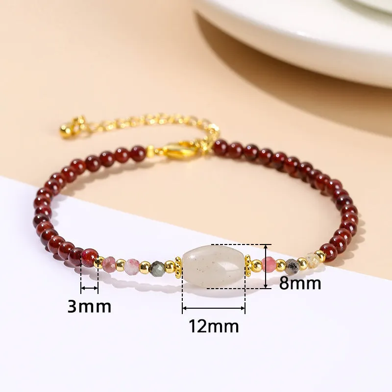 Crystal agate bracelet with round natural gemstone beads in fruit, bow and animal shapes