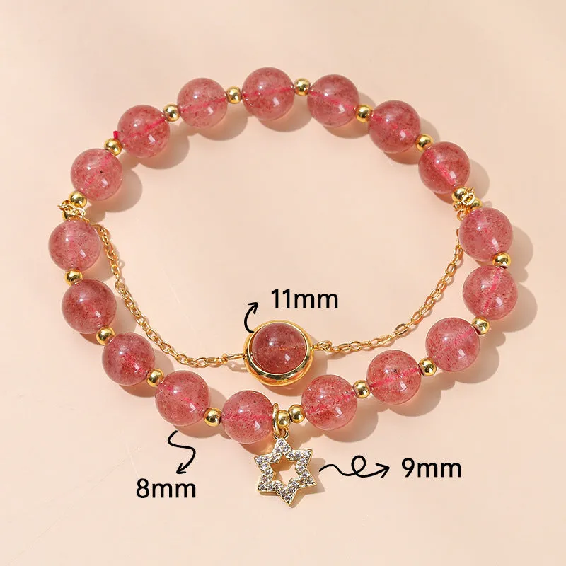 Crystal agate bracelet with round natural gemstone beads in fruit, bow and animal shapes