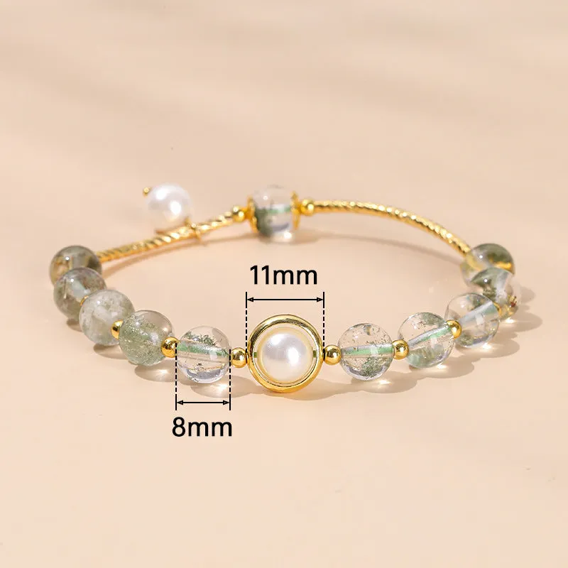 Crystal agate bracelet with round natural gemstone beads in fruit, bow and animal shapes