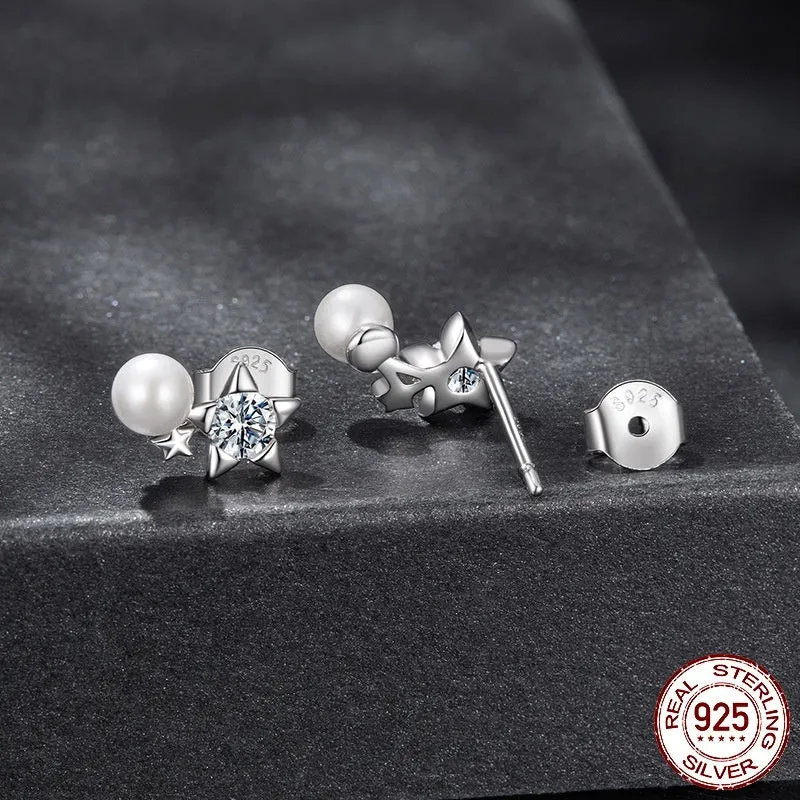 Pearl XINGX moissanite stud earrings S925 sterling silver electroplated finish MSE110 colour for women