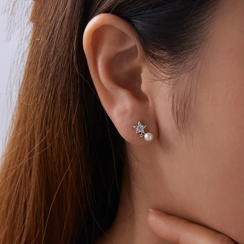 Pearl XINGX moissanite stud earrings S925 sterling silver electroplated finish MSE110 colour for women