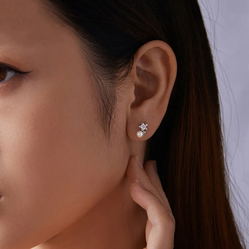 Pearl XINGX moissanite stud earrings S925 sterling silver electroplated finish MSE110 colour for women